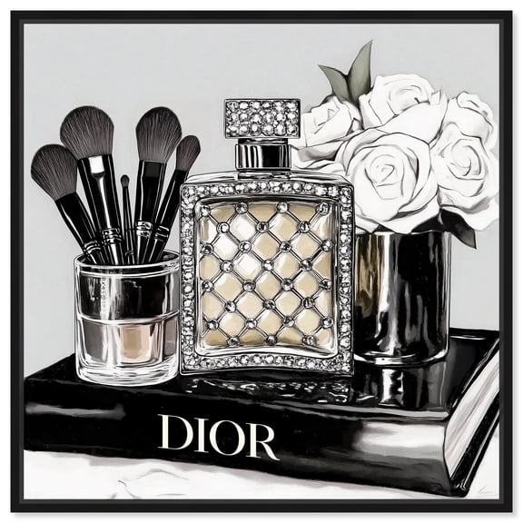 Classy Ink Glam Setup Canvas Fashion Art Prints by Art Remedy, Black Frame, 12 x 12