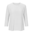 thumbnail image 5 of Atogsazn Women's 3/4 Sleeve Loose Shirt Top Solid Round Neck T-Shirt Casual Blouse Womens Summer Tunic Tops White S on Clearance, 5 of 6