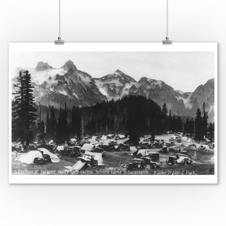 Mt. Rainier Nat'l Park, Washington - Paradise Valley Camp Ground View, Tatoosh Range (9x12 Art Print, Wall Decor Travel