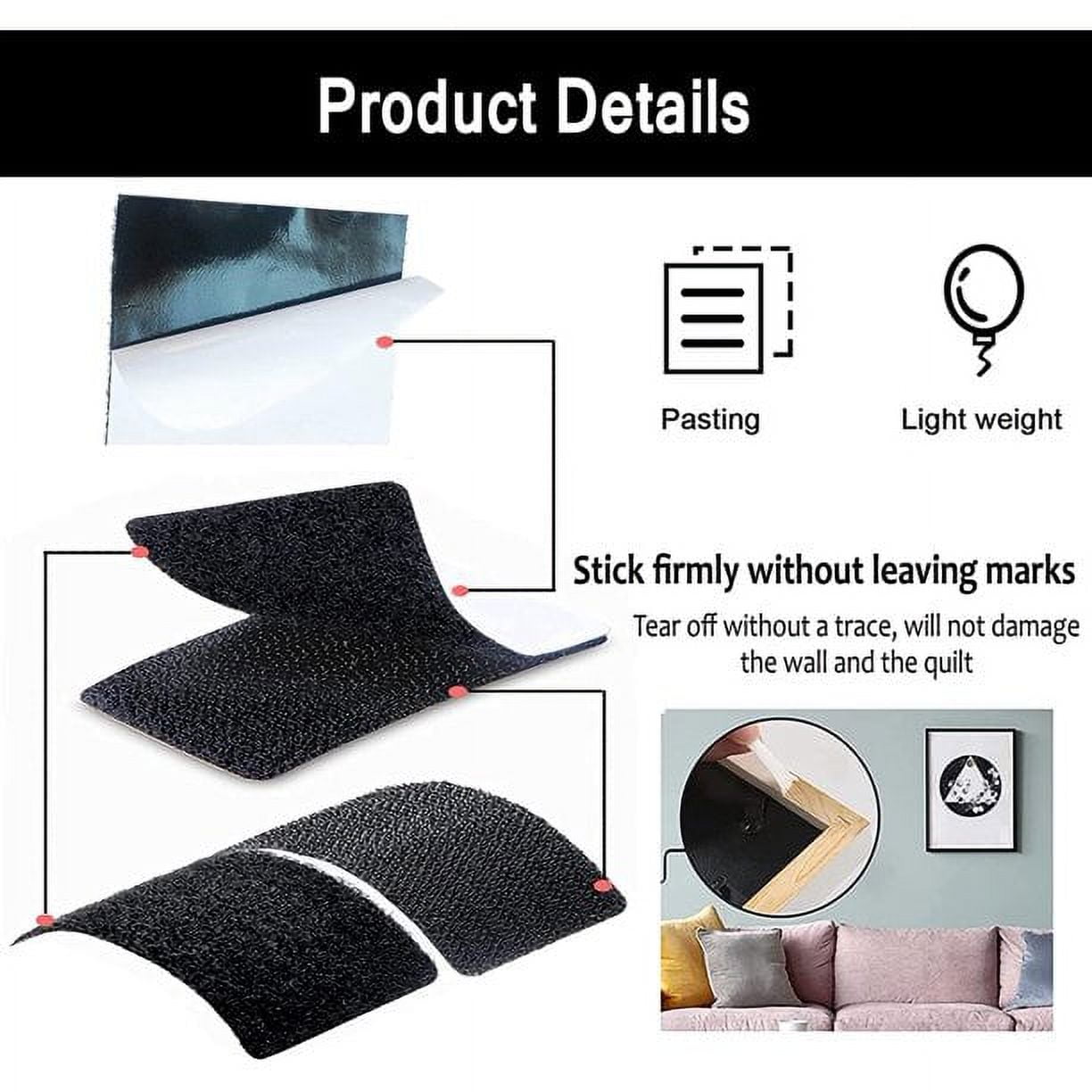 16 Pcs Cushion Gripper 4 x 6 inch Keep Couch Cushions from Sliding Non Slip  Couch Hook Loop Tape Stop Sofa Cushions from Sliding