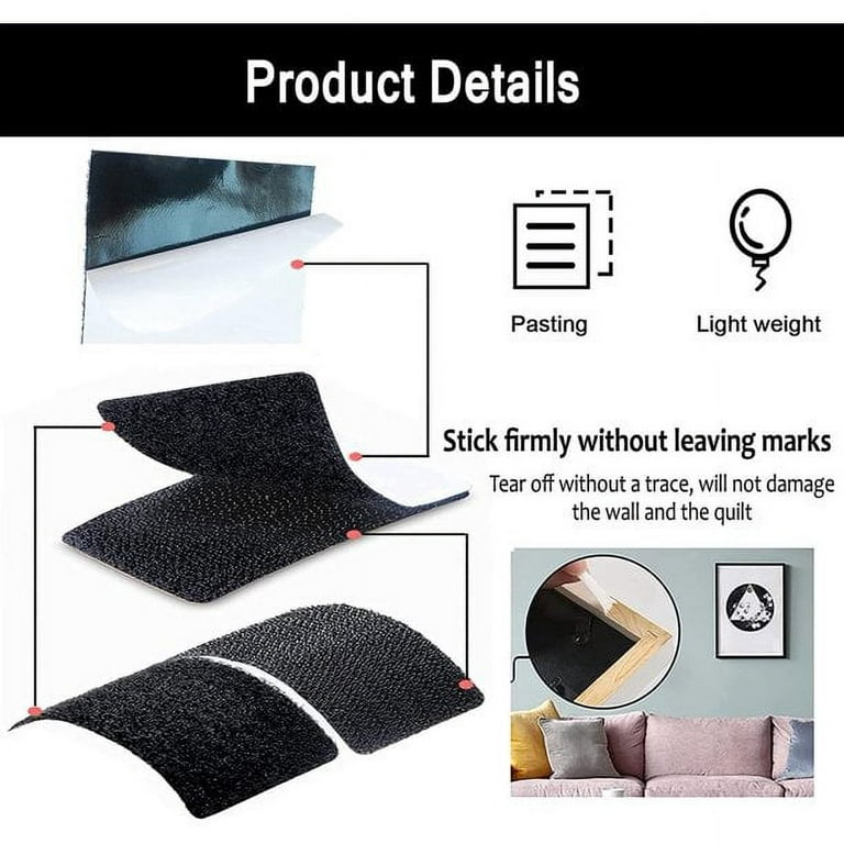 Non Slip Couch Cushion Gripper Pads, 8x6 inch Heavy Duty Hook and Loop Tape Strips with Adhesive to Keep Couch Cushions from Sliding for Home or
