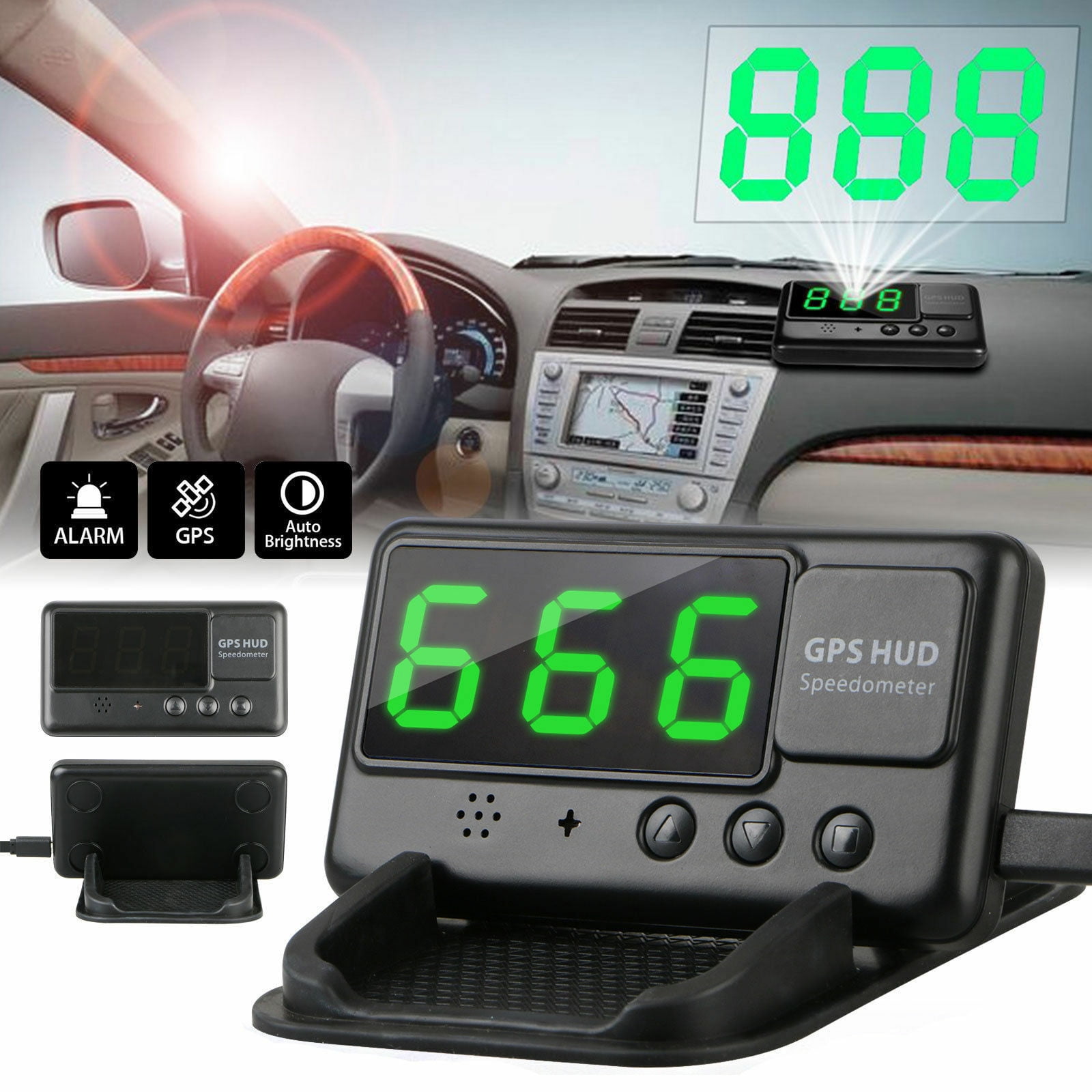 Universal Head UP Display Digital GPS Car HUD Overspeed Alarm