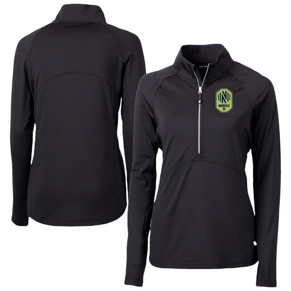 Women's Cutter & Buck  Black Nashville SC Adapt Eco Knit Stretch Recycled Half-Zip Top