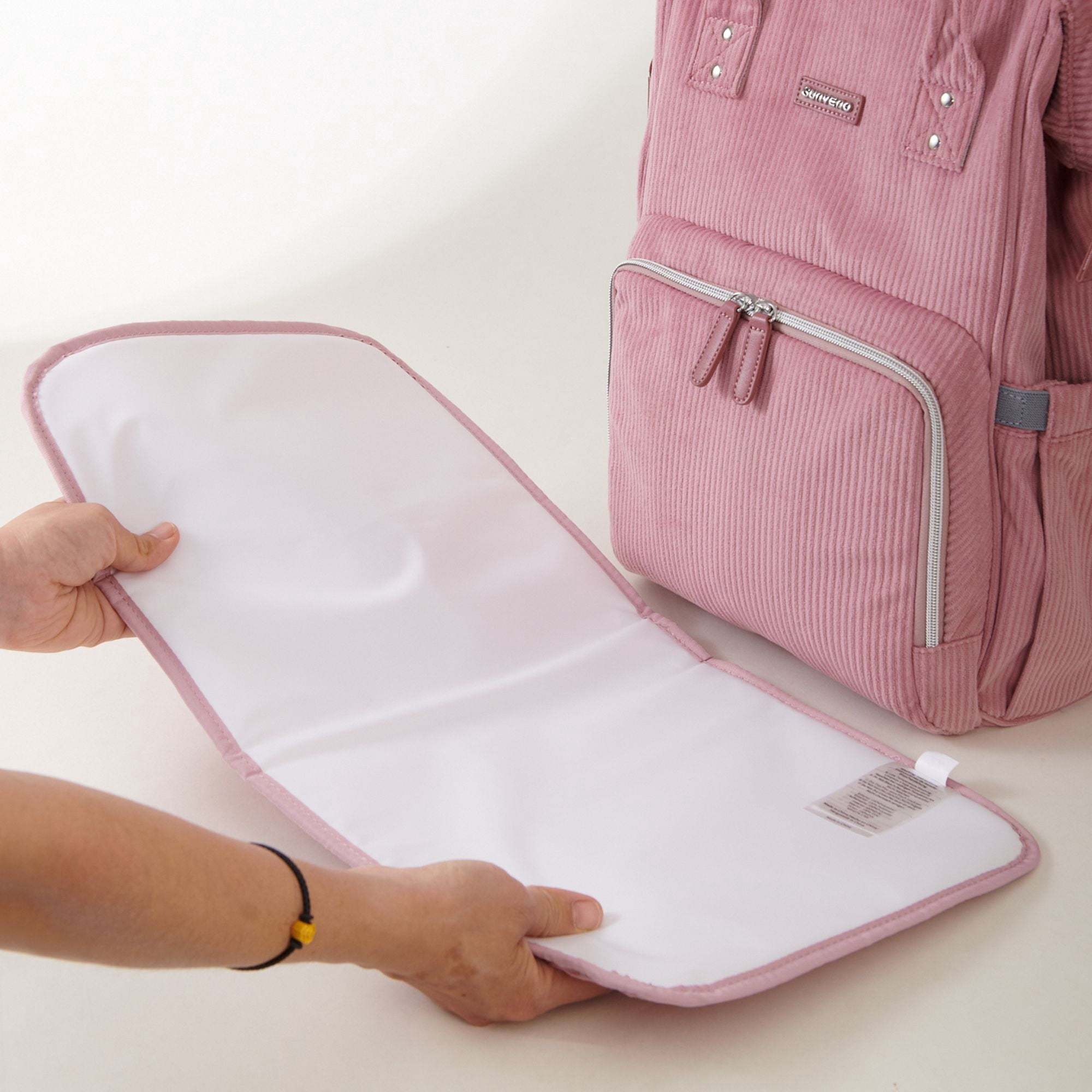 Sunveno Large Capacity Backpack Diaper Bags, Pink, 1 Count