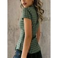 thumbnail image 2 of Women's Plaid Button Front Shirt with Collar Short Sleeve Top for Summer Casual Daily Wear, 2 of 3