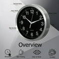 thumbnail image 3 of Clockswise 14-in Round Quartz Wall Clock Non-Ticking Battery Operated with Silent Sweep Movement, Aluminum Silver Frame, Perfect for Home Kitchen Office Living Room Study Hallway Classroom, Black Face, 3 of 8