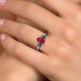 thumbnail image 4 of Gem Stone King 925 Silver and 10K Yellow Gold Red Ruby and Blue Diamond Engagement Ring for Women | 2.14 Cttw | Oval 8X6MM | Gemstone July Birthstone | Size 9, 4 of 6