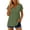 Army Green, variant on Extra Long Short Sleeve T-Shirts for Women Light Blue V-Neck Button Placket Collar Shirt