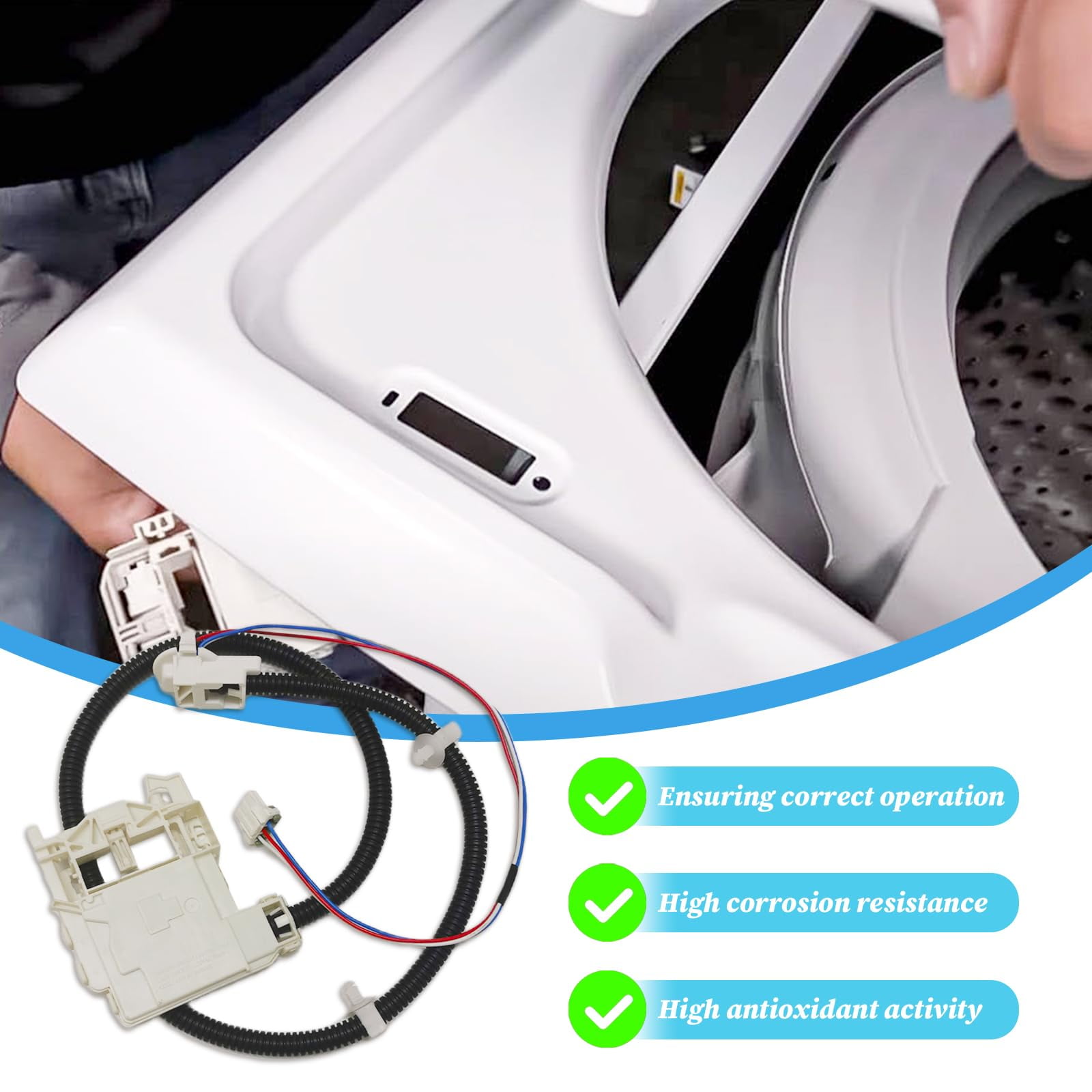WH08X32697 Washing Machine Lid Lock Switch Assembly for GE Replace WH01X27954 WH08X31577 WH01X26114 WH01X24114 AP7015047 Compatible Models GTW220ACK1WW GTW330ASK0WW GTW460AMJ0WW