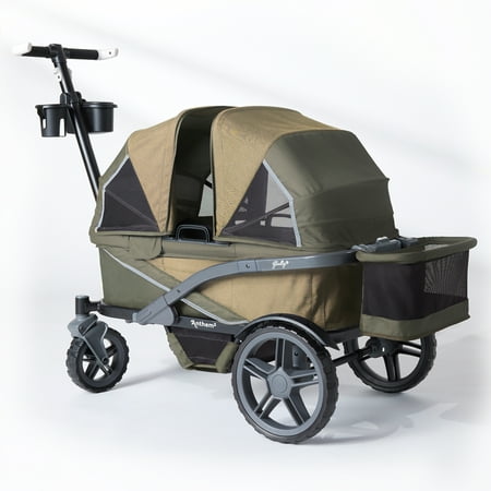 Gladly Family Anthem2 All-Terrain 2-Seater Wagon Stroller, Rugged Wheels, Removable Canopy, Foldable, Forest Adventure Bundle