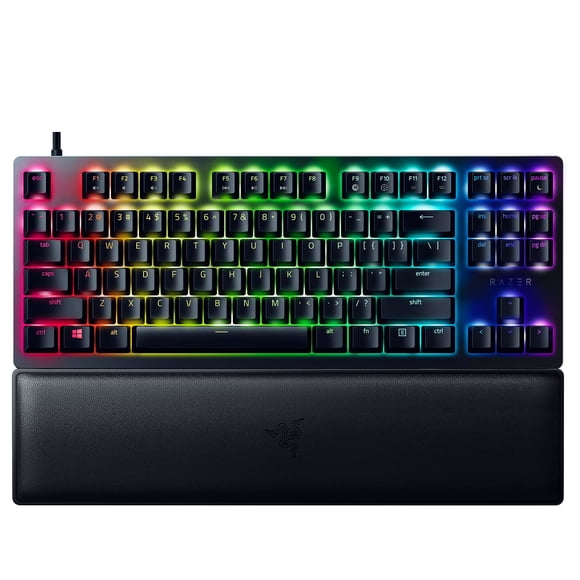 Teclado para juegos Razer Huntsman V2 TKL Tenkeyless: Interruptores ópticos de clic rápido Gen2 con silenciadores y frecuencia de sondeo de 8000 Hz - Cable tipo C desmontable, negro clásico (renovado)