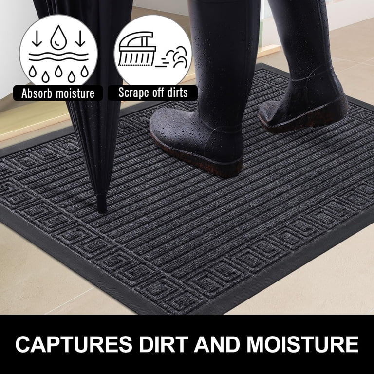 Buganda Outdoor Doormat, Heavy-Duty Rubber, 30x17 In., Grey photo 2