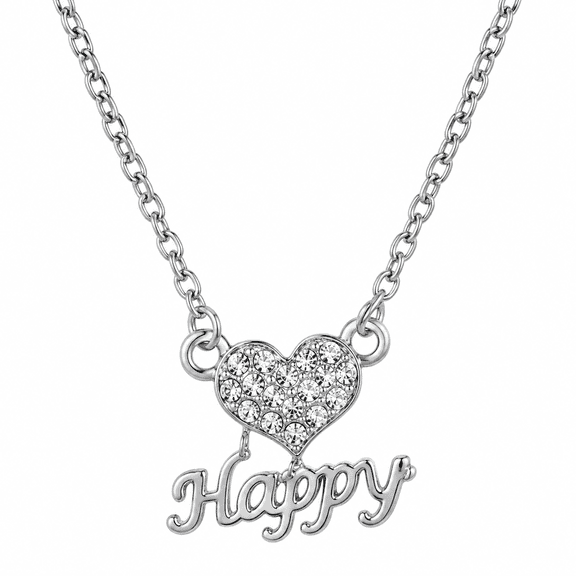 Raymons Overseas - Intricate Heart Happy Pendant Necklace, Elegant Fashion Jewelry, Lightweight Chain Necklace