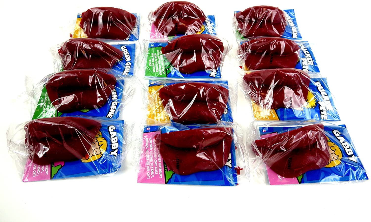 Red Candy Wax Lips, 12 Individually Wrapped Lips