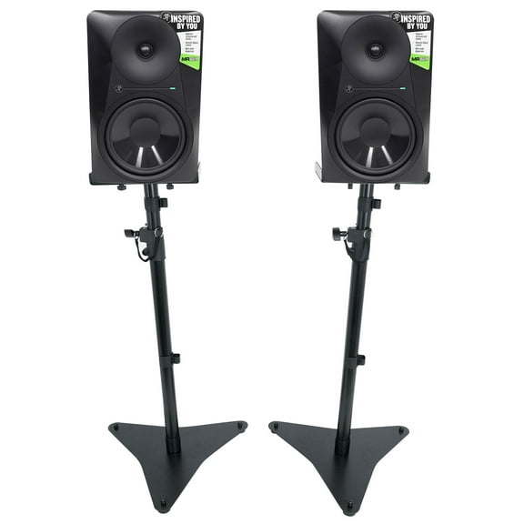 (2) Mackie MR824 8”85w Powered Studio Monitors Speakers Adjustable Stands