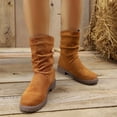 thumbnail image 6 of Willtoo Boots for Women Slouch Mid Calf Boots, Ruched Round Toe Low Block Heel Fashion Shoes, Casual Non-Slip Pull On Winter Daily Wear Boots, 6 of 6