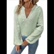 thumbnail image 3 of Blusa de Bordada con Cuello en V y Larga Estilo Bohemio para Mujer Verde Matcha XXL, 3 of 10
