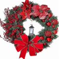 thumbnail image 1 of Christmas Wreath With Lamp Bow Ball Big Red Flower Navidad Party Wall Door Window Fireplace Staircase Balcony Garden Wreath, 1 of 5