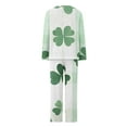 thumbnail image 4 of FDGIU Women's Soft Comfy Pajama Set - St. Patrick's Day Long Sleeve Green Print 2 Piece Loungewear, 4 of 6
