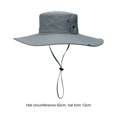 thumbnail image 4 of ENJOYW Men Sun Hat Solid Color Fasten String Wide Brim Sunscreen Beach Hat Summer Head SupplyPolyester, 4 of 7