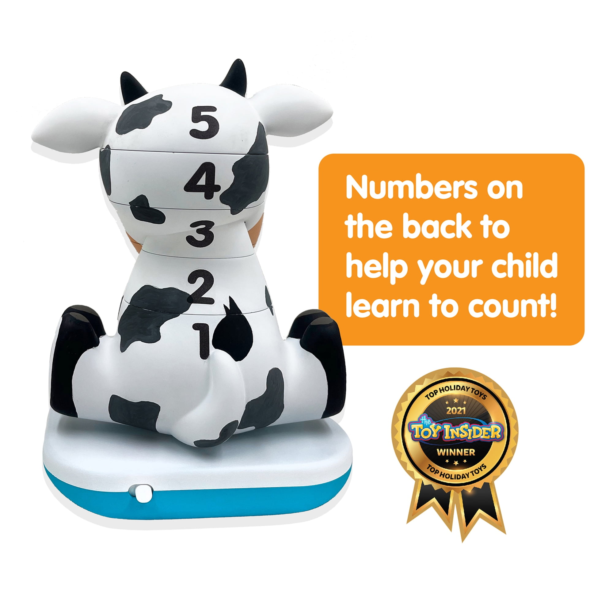 Stack-a-Roos Pals: Baby Cow - Lights & Sounds, Toddlers Ages 12+ Months, 5 Piece Stacking Animal Tower, Boys & Girls