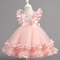thumbnail image 2 of ZACPNCV Girls Tutu Dress Irregular Tulle Flutter Sleeve A-Line Princess Gown Flower Girl Birthday Party Ball Gown Pink 8-9 Years, 2 of 9