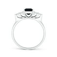 thumbnail image 2 of ANGARA Natural Emerald-Cut 1.05 ct Blue Sapphire Ring with Trio Diamonds in 14K White Gold for Women (Size-7x5mm) | September Birthstone, Anniversary, Jewelry Gift for Women | Natural Sapphire Ring, 2 of 8