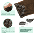 thumbnail image 5 of Hotbanana Clip in Hair Extensions Chocolate Brown Real Remy Human Hair Weave Double Weft Full Head 14-24 inch 7pcs, 5 of 5