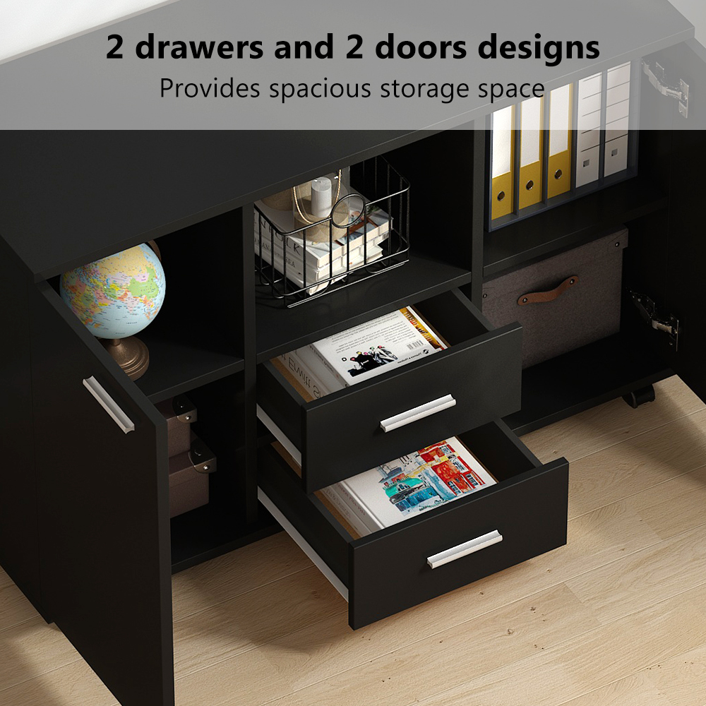 Office Cabinet With 2 Doors Storage Cabinet Mobile Lateral Filing Cabinets Printer Stand On Wheels Tribesigns