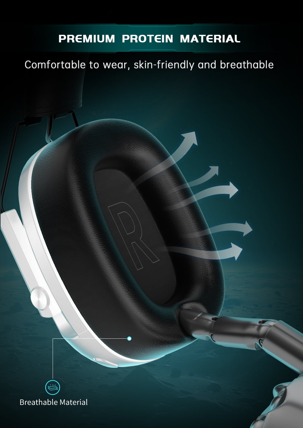 UDH 2.4GHz Wireless Gaming Headset for PS4/PS5/Xbox/Switch/PC, 7.1 Surround Sound & 45H Battery, Noise Cancelling Over-Ear Headphones with Microphone ,White