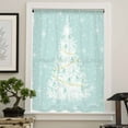 thumbnail image 4 of Teal Green Christmas Tree Semi Sheer Curtains Drapes for Living Room, Bedroom, French Doors Window 84 Inches Long, Balls Snowflake Xmas Tree Rod Pocket Chiffon Curtain Drapery Voile Draperies Panel, 4 of 6