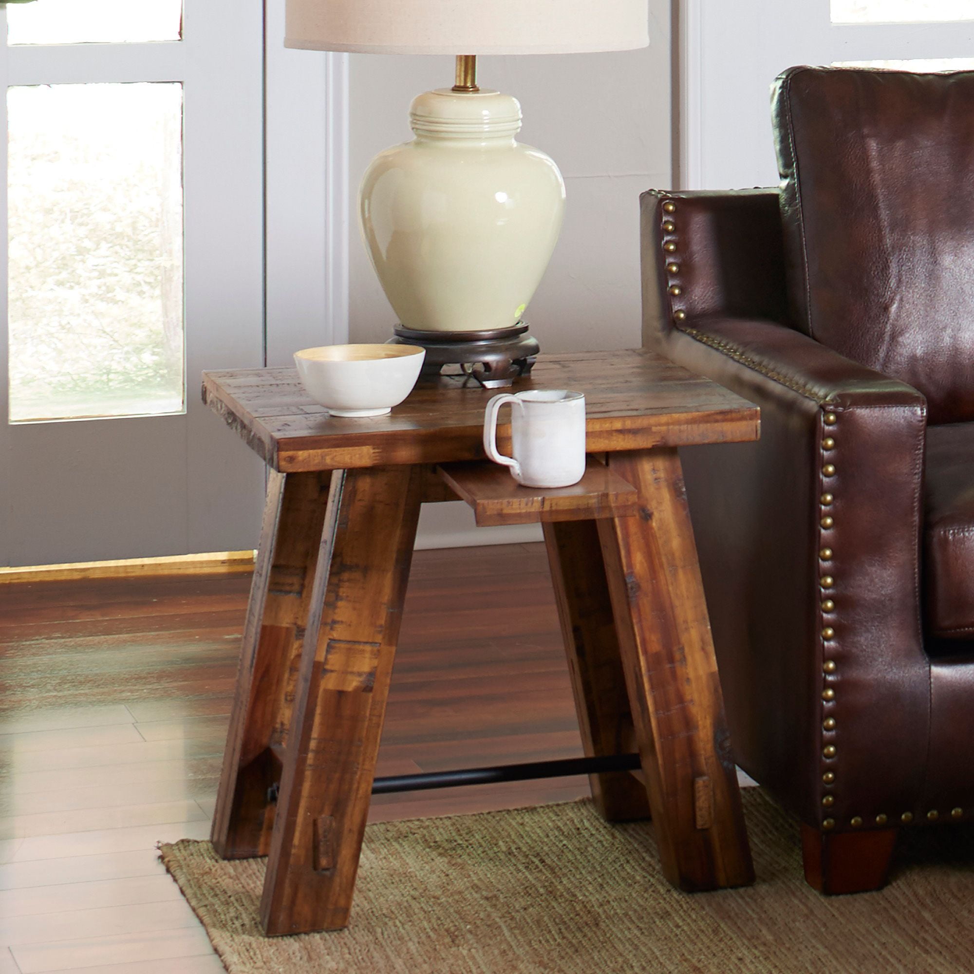 Jocelyn Solid Look Top Square End Table in Espresso Cherry Wood