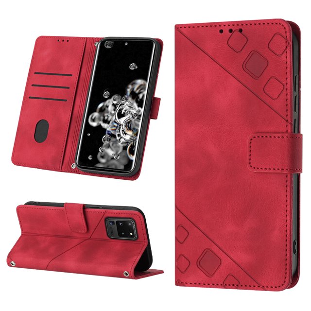 Compatible with Samsung Galaxy S20 Ultra 5G Classic Embossed PU Leather Case with Card Holder Shockproof Cover