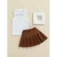 thumbnail image 3 of Little Toddler Baby Girl Summer Outfits 18M 2Y 3Y 4Y 5Y 6Y  Sleeveless T-Shirt Tank Vest Tops Pleated Skirt 2Pcs Clothes Set, 3 of 10