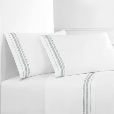 Melange Home Embroidered Crisp Percale Cotton Winney Sheet Set Melange Home Embroidered Crisp Percale Cotton Winney Sheet Set