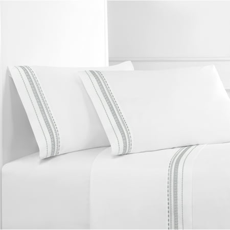 Melange Home Embroidered Crisp Percale Cotton Winney Sheet