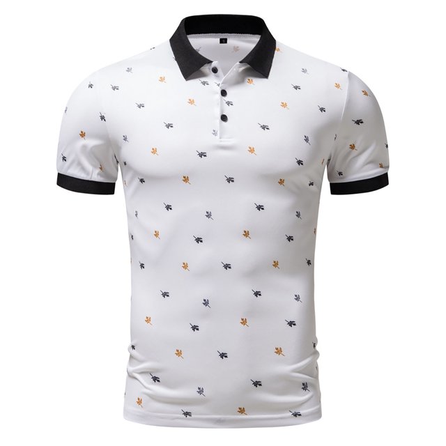 Blusa y camisa de manga corta con cuello vuelto para hombre, blusa informal con estampado de moda para hombre, blusa de manga corta con cuello vuelto para hombre