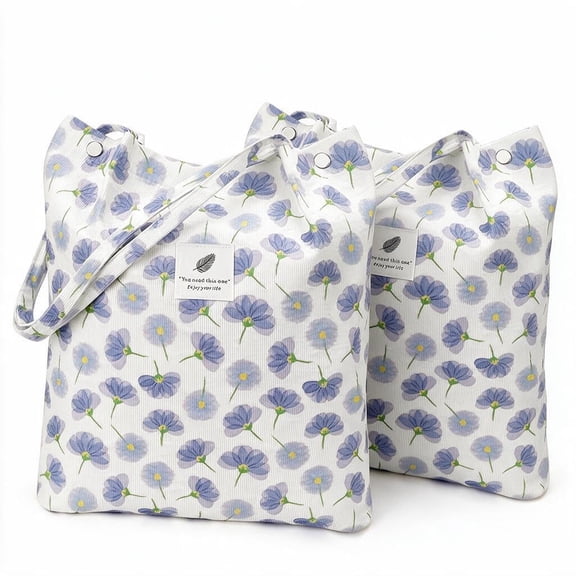 2 Pcs Corduroy Tote Bag for Women, Soft Shoulder Handbag with Inner Pocket for Shopping Travel Work Daily Use
