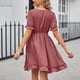 thumbnail image 4 of mfyjkho Vestidos para mujer, Vestido mini liso de gasa con cuello en V y manga corta para mujer, informal, de verano Vestidos festivos para mujer m, 4 of 6