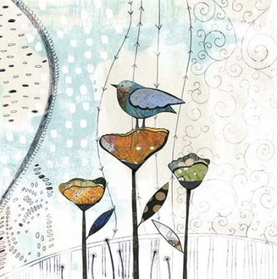 Bird On Three Flowe