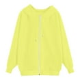 thumbnail image 5 of Women's Solid Color Zip Up Hoodie, Lightweight Fleece Lined Long Sleeve Casual Jacket, Oversized Fall Winter Sweatshirt for Daily Streetwear and Lounge Yellow M, 5 of 8