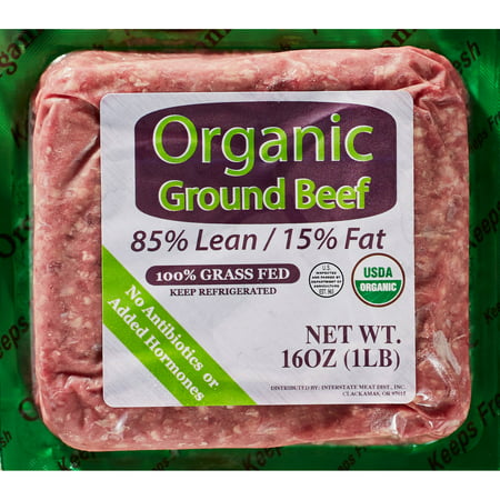 85% Lean/15% Fat Organic Grass Fed Ground Beef, 1 lb - Walmart.com