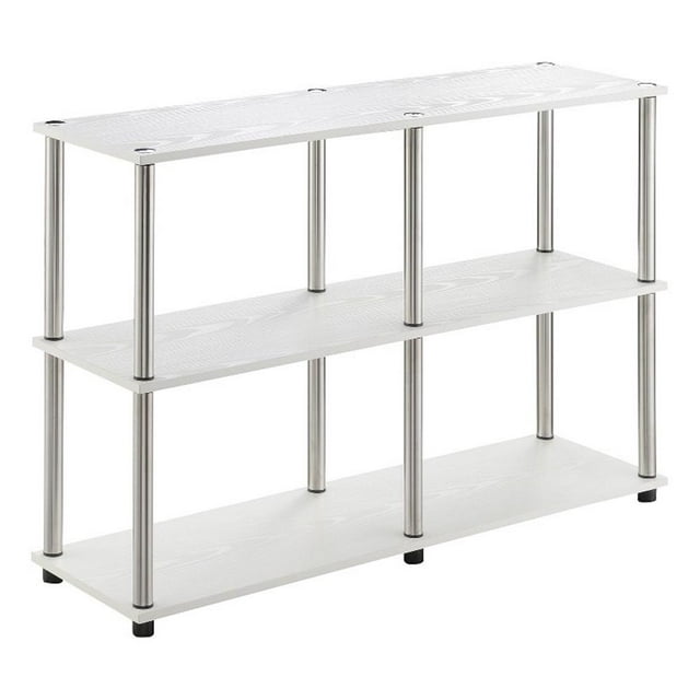 Pemberly Row Table Console Sans Outils avec Étagères en Finition Bois Blanc