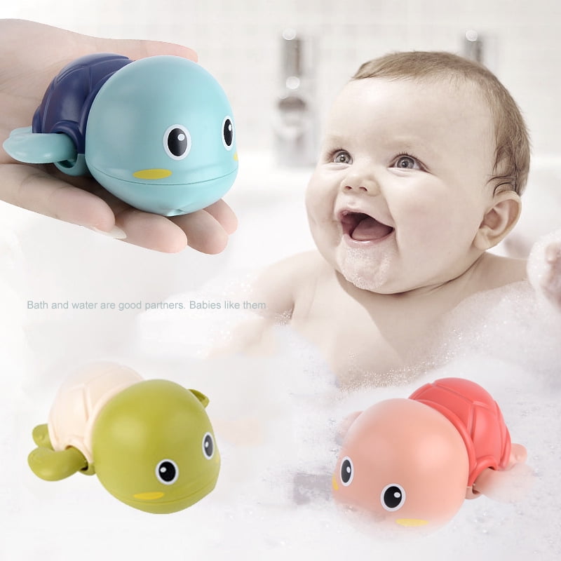 Topboutique Baby Bath Toy Wind Up Bath Toys Turtle Bathtub Toys for Toddlers Floating Toys Eco-Friendly Material 3 Pack