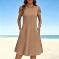 thumbnail image 5 of Admvng Women's Dresses Short Sleeve Square Neck Pocket Stretchy Casual A-Line Dress, 5 of 9
