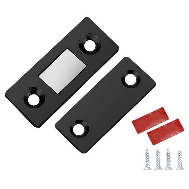 Kit de tope de armario con tornillo de pestillo de puerta sin perforaciones magnéticas (negro mate)