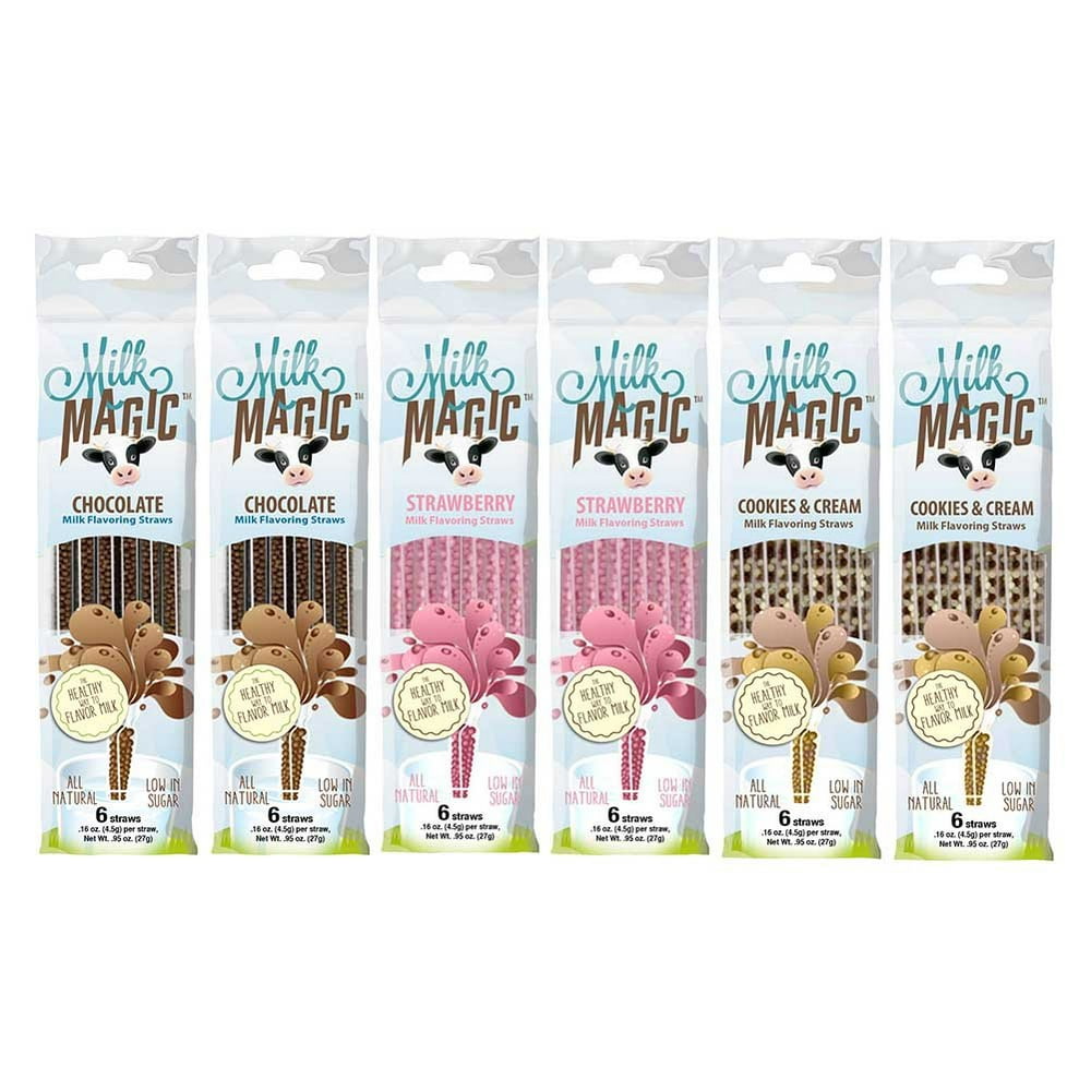 Milk Magic Milk Flavoring Straws Bundle 2 Chocolate, 2 Strawberry, 2