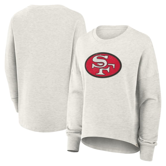 Women's Fanatics Heather Gray San Francisco 49ers Oversized Hometown Pullover Sweatshirt
