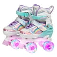 thumbnail image 6 of Skate Gear Rainbow Adjustable Light up Inline/Quad Roller Skates for Girls and Boys (Pink - Quad, Large), 6 of 8
