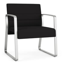 Waterfall Reception Sled Base Oversize Guest Chair / Silver Steel / Black